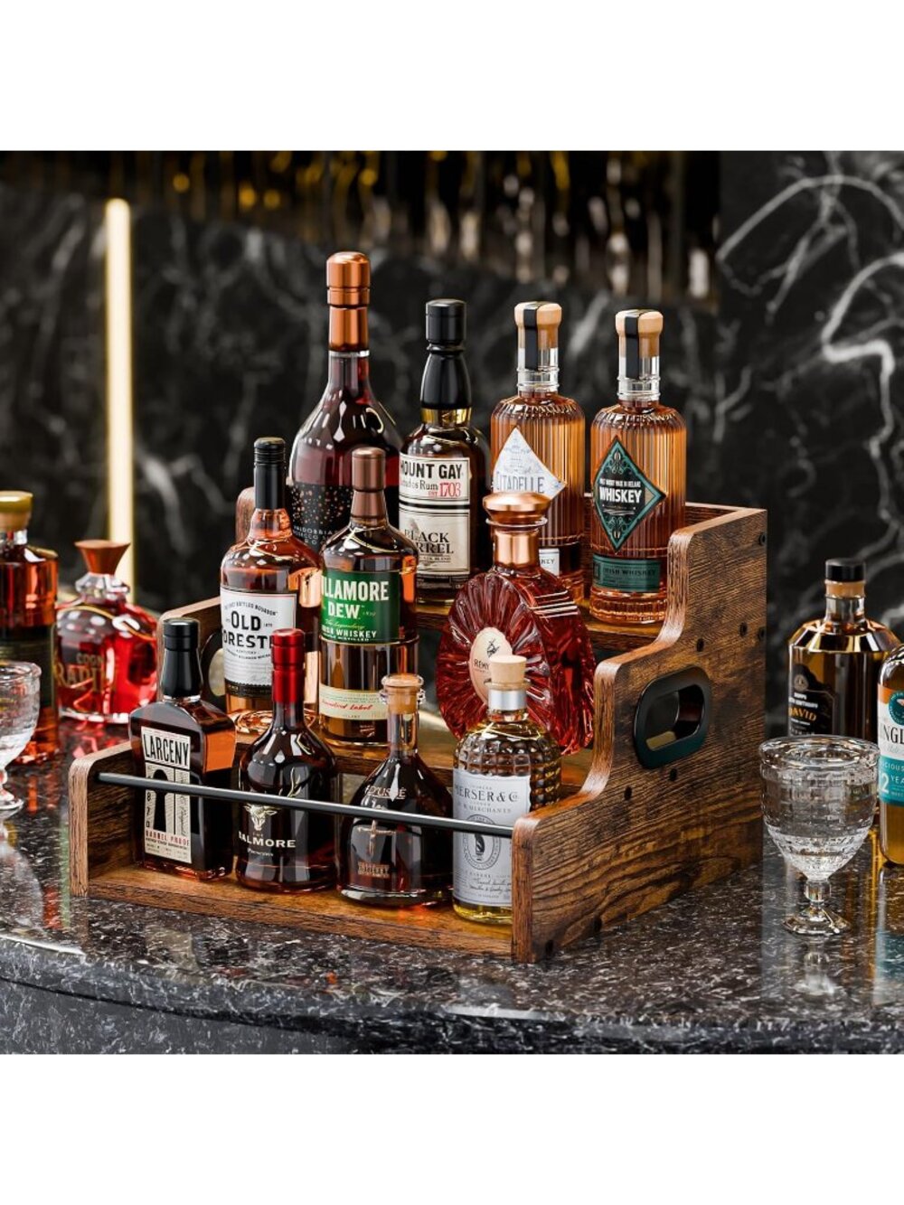 New Liquor Bottle Display Shelf, Coffee Syrup Rack Organizer - Picture 2 of 6